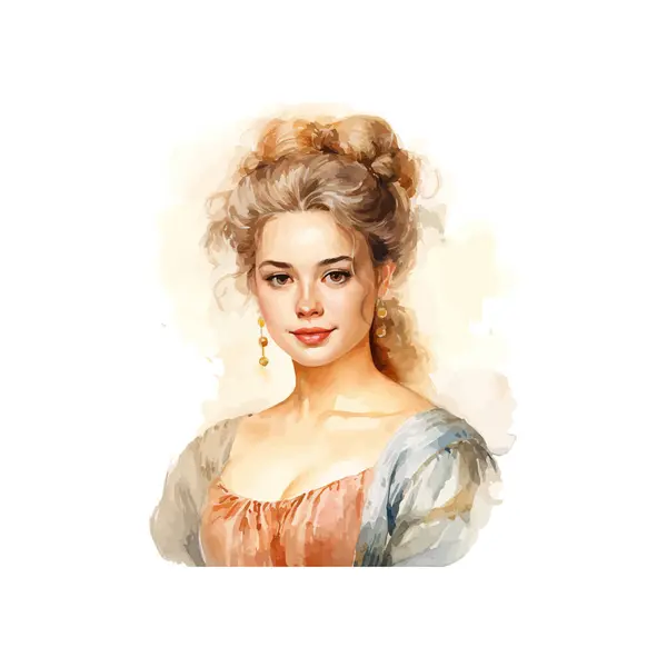stock vector Vintage Inspired Portrait of a Young Noblewoman. Vector illustration design.
