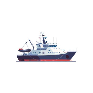 Modern Blue and White Research Ship. Vector illustration design. clipart