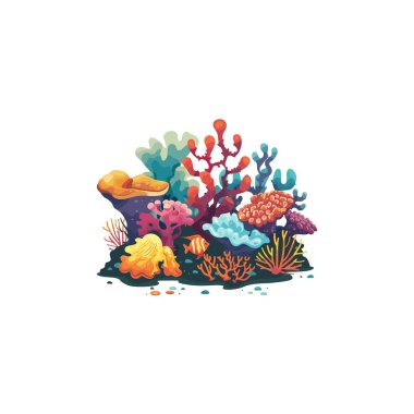 Colorful Coral Reef with Marine Life. Vector illustration design. clipart