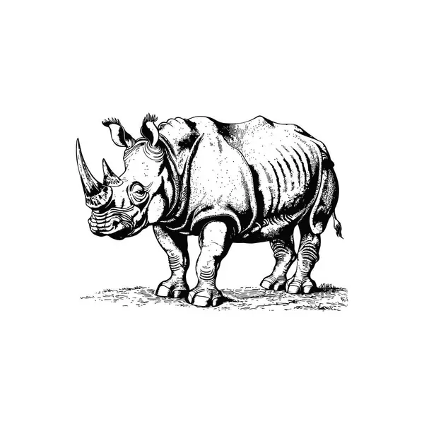 stock vector Detailed black and white rhinoceros. Vector illustration design.