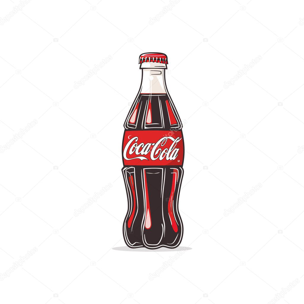 Classic Coca-Cola Bottle Cartoon Style. Vector illustration design.