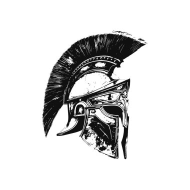 Detailed Spartan Helmet Illustration with Plume. Vector illustration design. clipart