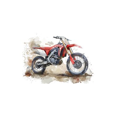 Watercolor Illustration of Red Dirt Bike. Vector illustration design. clipart