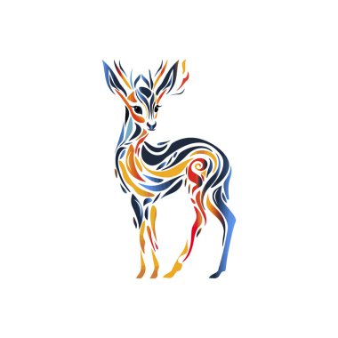 Colorful abstract deer illustration with intricate patterns. Vector illustration design. clipart