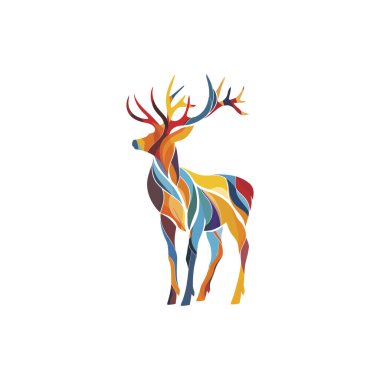 Colorful abstract deer illustration with vibrant patterns. Vector illustration design. clipart