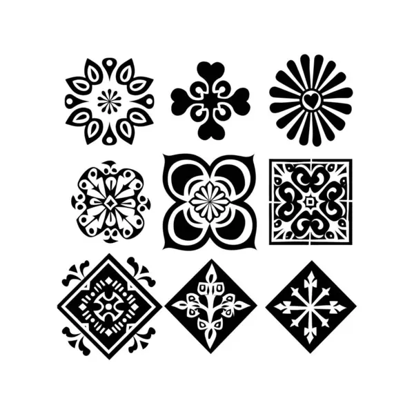 Siyah ve Beyaz Geometrik Döşeme Kalıpları. Vektör illüstrasyon tasarımı.