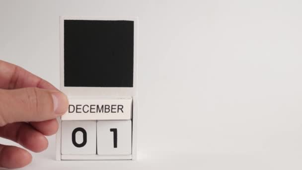 日期为12月1日的日历和一个设计师的位置 特定日期事件的说明性说明 — 图库视频影像