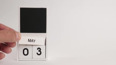 3 Mayıs tarihli takvim ve tasarımcılar için bir yer. Belirli bir tarihteki olay için illüstrasyon.