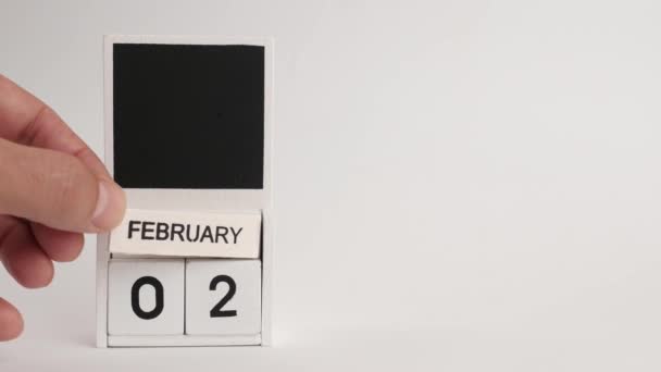 日期为2月2日的日历和一个设计师的位置 特定日期事件的说明性说明 — 图库视频影像