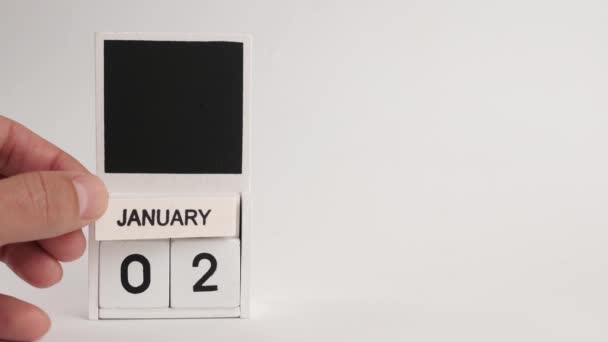 日期为1月2日的日历和一个设计师的位置 特定日期事件的说明性说明 — 图库视频影像