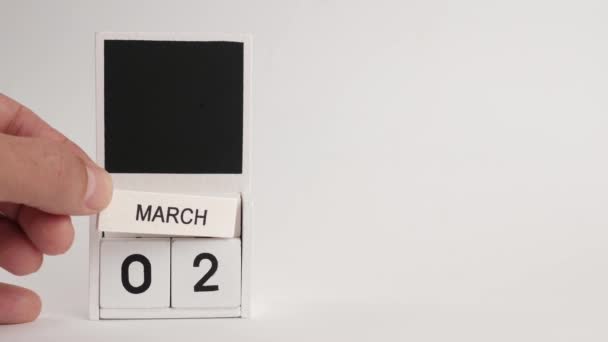 Kalendarz Datą Marca Miejsce Dla Projektantów Ilustracja Zdarzenia Określonej Dacie — Wideo stockowe