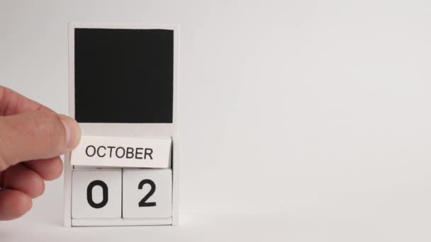 日期为10月2日的日历和一个设计师的位置 特定日期事件的说明性说明 — 图库视频影像