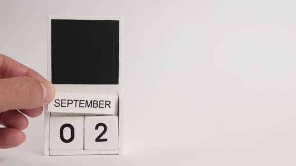日期为9月2日的日历和一个设计师的位置 特定日期事件的说明性说明 — 图库视频影像