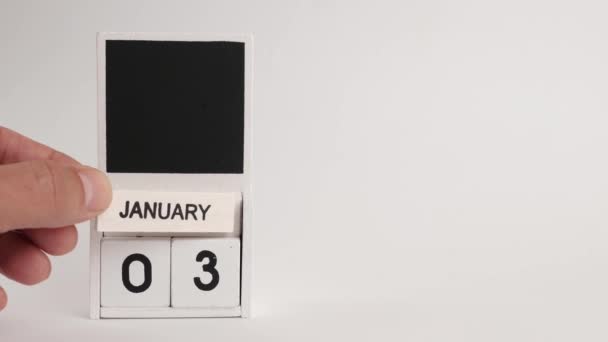 日期为1月3日的日历和一个设计师的位置 特定日期事件的说明性说明 — 图库视频影像
