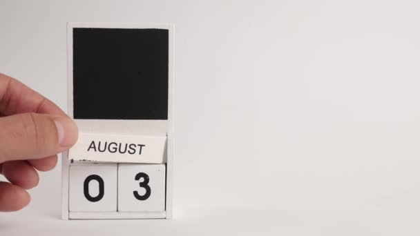 日付とカレンダー8月3日とデザイナーのための場所 特定の日付のイベントのイラスト — ストック動画