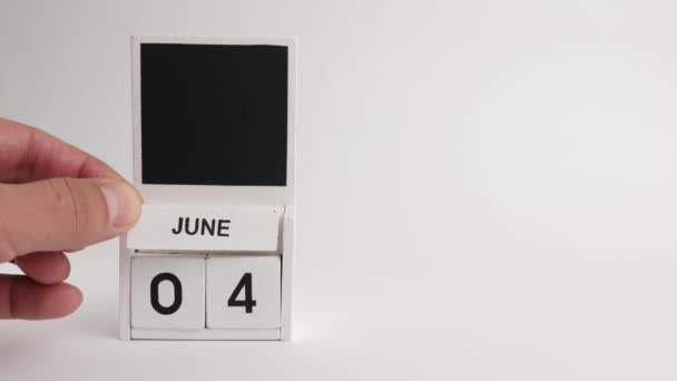 6月4日の日付とデザイナーのための場所とカレンダー 特定の日付のイベントのイラスト — ストック動画
