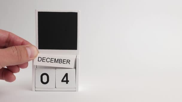 日期为12月4日的日历和一个设计师的位置 特定日期事件的说明性说明 — 图库视频影像
