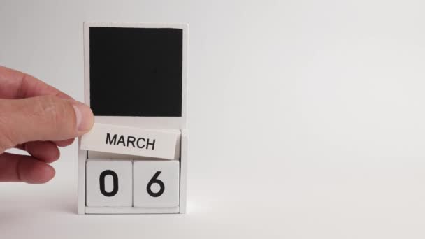 Kalender Med Datum Mars Och Plats För Designers Illustration För — Stockvideo