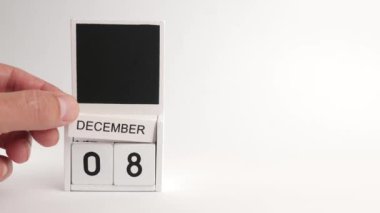 8 Aralık tarihli takvim ve tasarımcılar için bir yer. Belirli bir tarihteki olay için illüstrasyon.