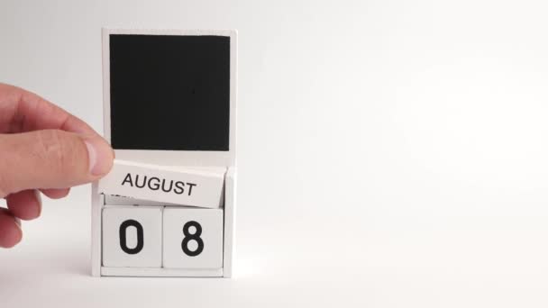 日期为8月8日的日历和一个设计师的位置 特定日期事件的说明性说明 — 图库视频影像