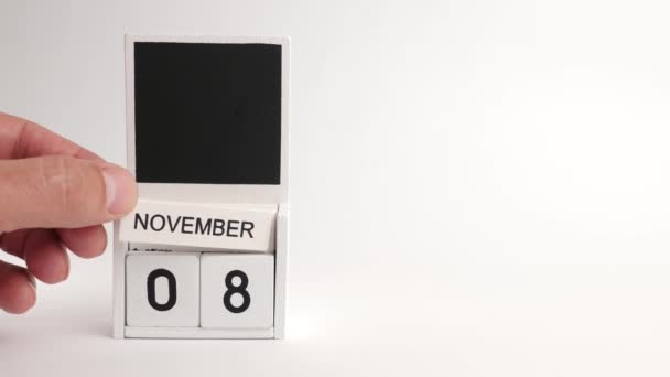 カレンダー日付11月8日とデザイナーのための場所 特定の日付のイベントのイラスト — ストック動画