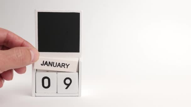 日期为1月9日的日历和一个设计师的位置 特定日期事件的说明性说明 — 图库视频影像