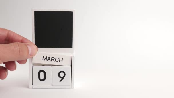 Kalendarz Datą Marca Miejscem Dla Projektantów Ilustracja Zdarzenia Określonej Dacie — Wideo stockowe