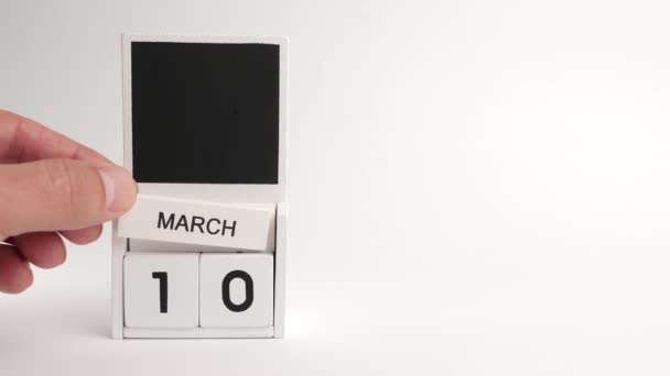 日期为3月10日的日历和一个设计师的位置 特定日期事件的说明性说明 — 图库视频影像