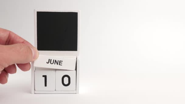 日期为6月10日的日历和一个设计师的位置 特定日期事件的说明性说明 — 图库视频影像