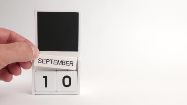 日付9月10日とデザイナーのための場所とカレンダー 特定の日付のイベントのイラスト — ストック動画