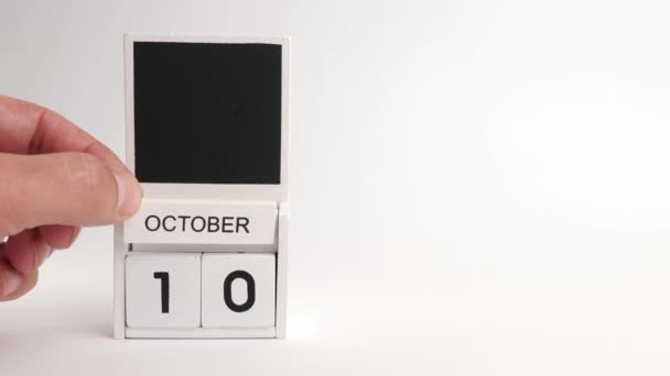 10月10日の日付とデザイナーのための場所とカレンダー 特定の日付のイベントのイラスト — ストック動画