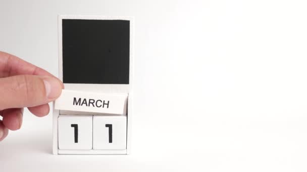 日期为3月11日的日历和设计师的工作地点 特定日期事件的说明性说明 — 图库视频影像
