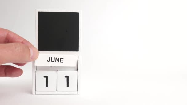 日期为6月11日的日历和一个设计师的位置 特定日期事件的说明性说明 — 图库视频影像