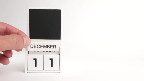日期为12月11日的日历和一个设计师的位置 特定日期事件的说明性说明 — 图库视频影像