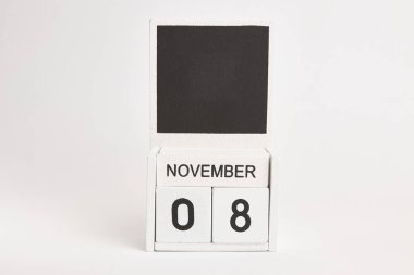 Tasarımcılar için 08 Kasım tarihli takvim. Belirli bir tarihteki olay için illüstrasyon.