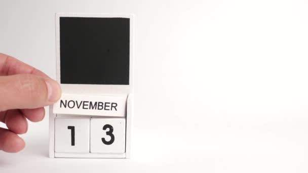 Calendario Con Fecha Noviembre Lugar Para Diseñadores Ilustración Para Evento — Vídeos de Stock