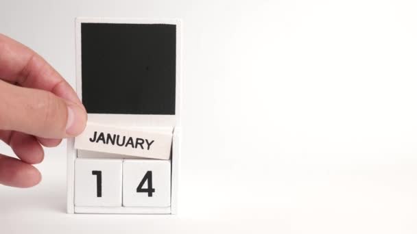 1月14日の日付とデザイナーのための場所とカレンダー 特定の日付のイベントのイラスト — ストック動画