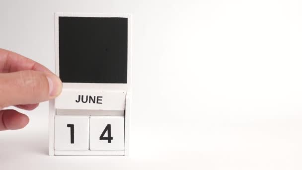 6月14日の日付とデザイナーのための場所とカレンダー 特定の日付のイベントのイラスト — ストック動画