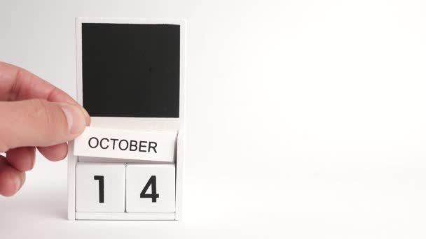 日付とカレンダー10月14日とデザイナーのための場所 特定の日付のイベントのイラスト — ストック動画