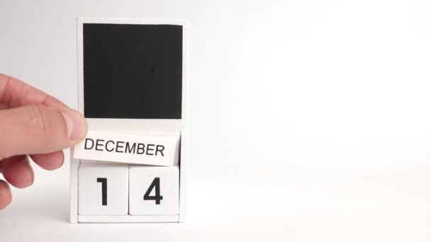 日付12月14日とデザイナーのための場所とカレンダー 特定の日付のイベントのイラスト — ストック動画