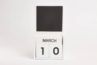 10 Mart tarihli takvim ve tasarımcılar için bir yer. Belirli bir tarihteki olay için illüstrasyon.