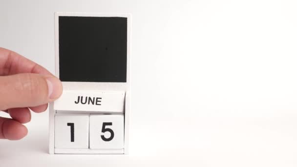 日期为6月15日的日历和一个设计师的位置 特定日期事件的说明性说明 — 图库视频影像