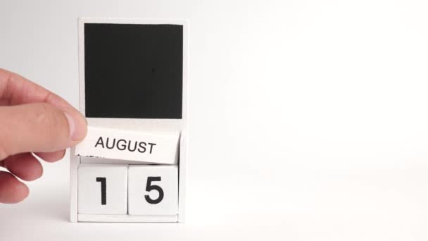 日付とカレンダー8月15日とデザイナーのための場所 特定の日付のイベントのイラスト — ストック動画