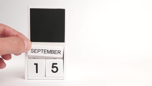 9月15日の日付とデザイナーのための場所とカレンダー 特定の日付のイベントのイラスト — ストック動画