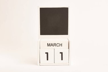 Tasarımcılar için 11 Mart tarihli takvim. Belirli bir tarihteki olay için illüstrasyon.
