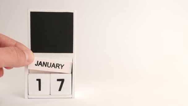 日期为1月17日的日历和一个设计师的位置 特定日期事件的说明性说明 — 图库视频影像