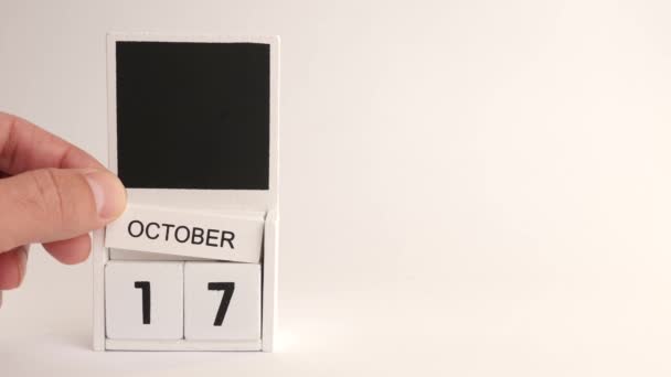 日期为10月17日的日历和一个设计师的位置 特定日期事件的说明性说明 — 图库视频影像