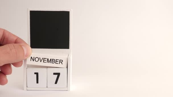 日期为11月17日的日历和一个供设计师使用的地方 特定日期事件的说明性说明 — 图库视频影像