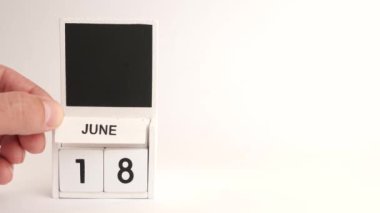 18 Haziran tarihli takvim ve tasarımcılar için bir yer. Belirli bir tarihteki olay için illüstrasyon.