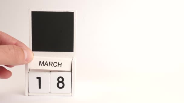Календарь Датой Марта Местом Дизайнеров Иллюстрация Событию Определенной Даты — стоковое видео